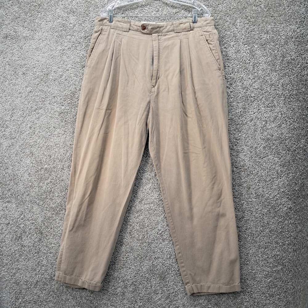 Vintage Riggins Mens 38M Pleated Chino Pants‎ Khaki Tan 100% Cotton Trousers